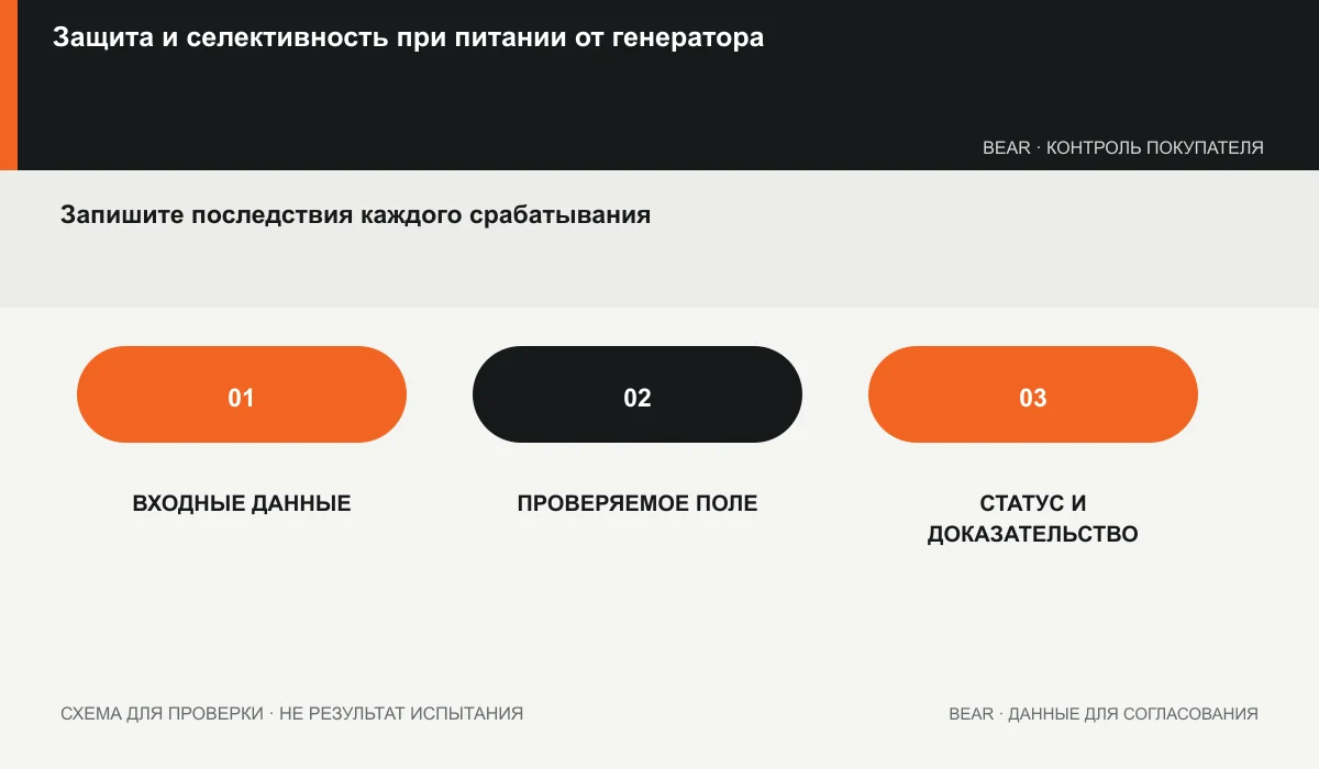 Матрица последствий защиты: место повреждения, действие аппарата, отключённые нагрузки и восстановление